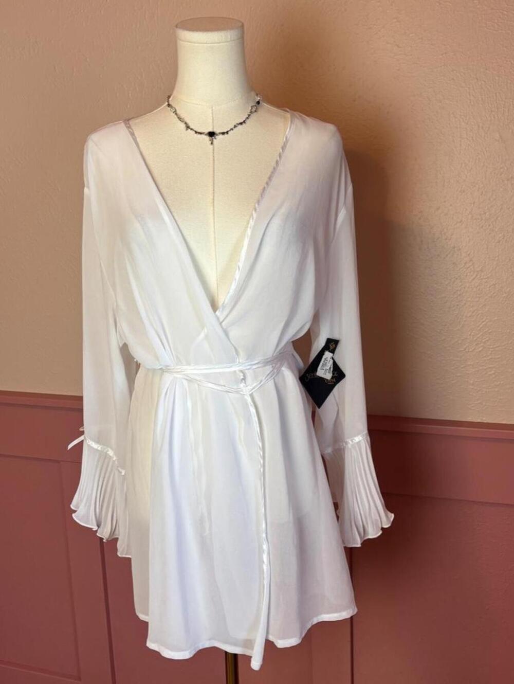 ethereal white vintage wrap cover  cinema etoile seductive wear sz large coastal